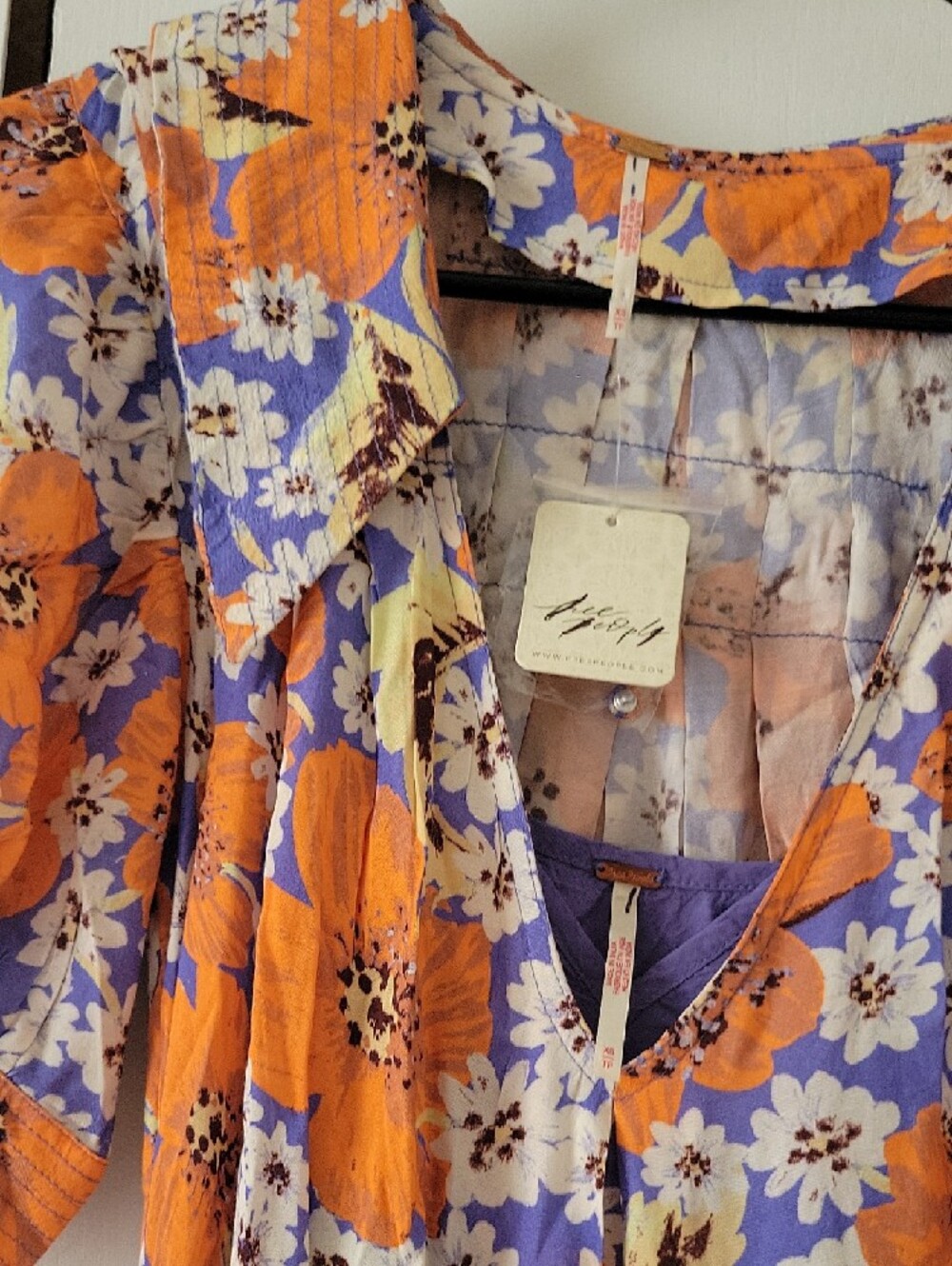Free People Orange & Blue Floral Mini Dress - Picture 5 of 10